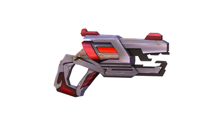 LowPoly Sci-Fi Cartoon Pistol Gun 3D Model