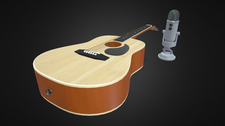 Guitar and Mic 3D Model