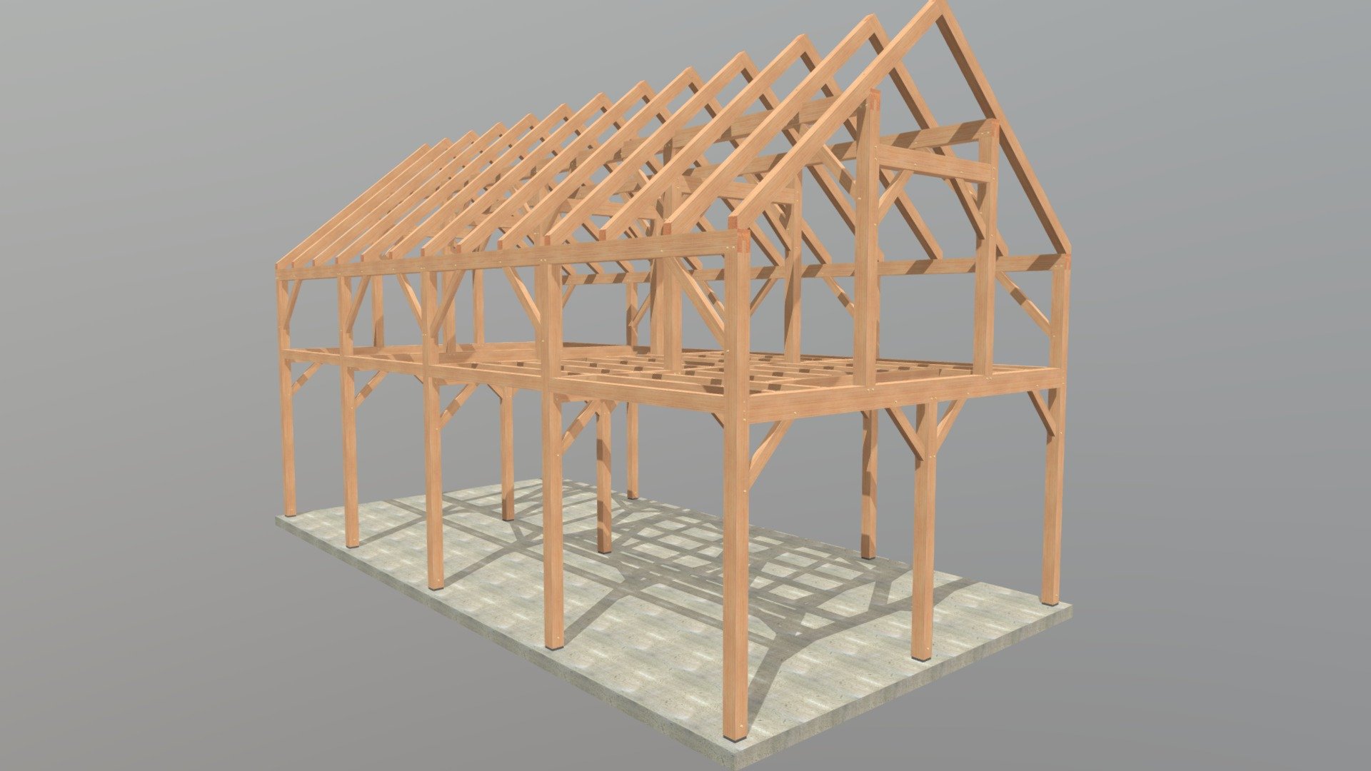 24x48 Timber Frame Barndominium Plan (49870) — Sketchfab embed 3D viewer