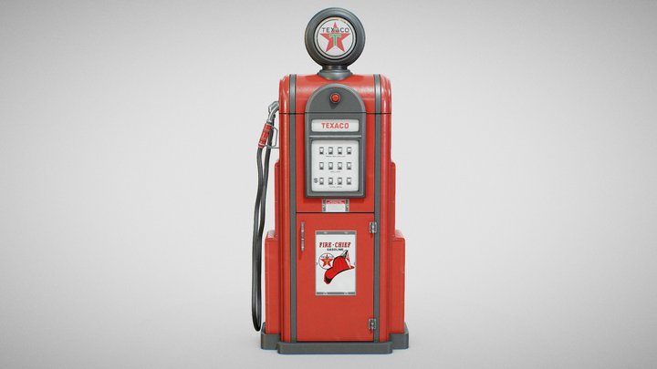 Gas Pump - Texaco 60s (Clean) 3D Model