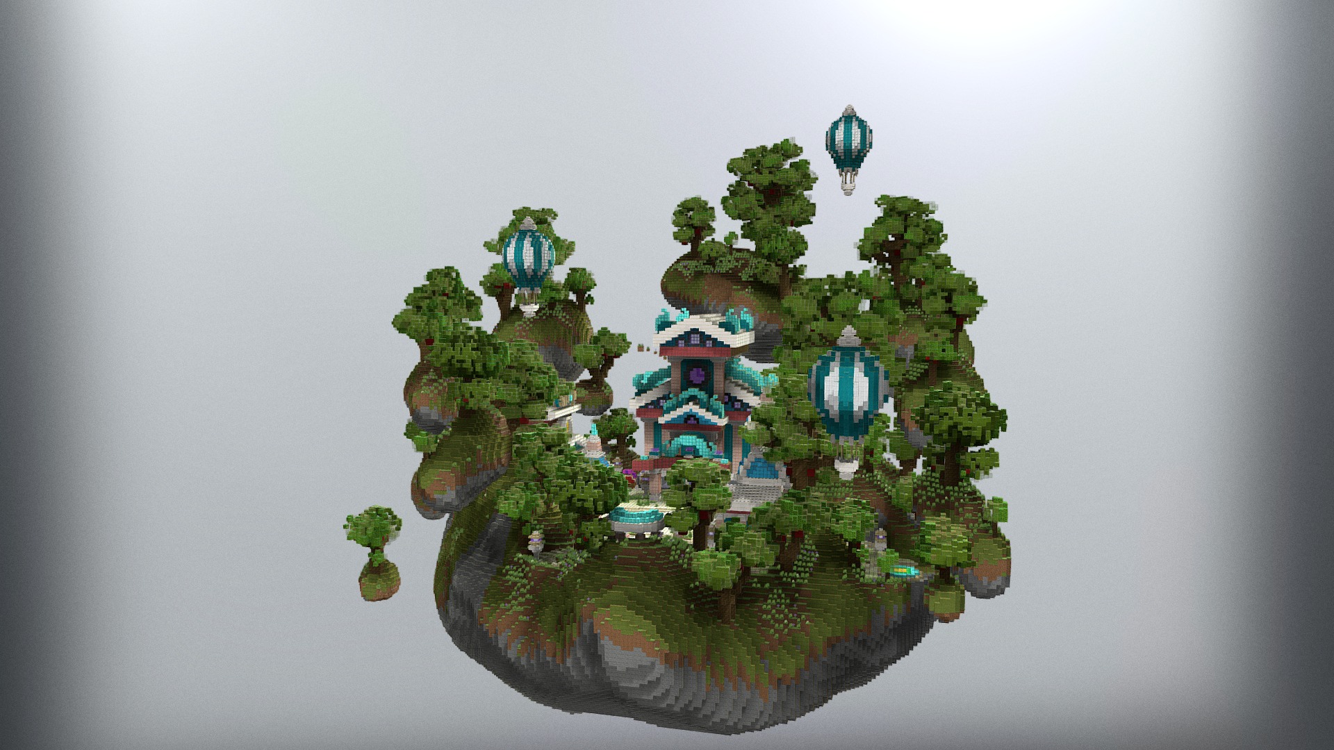 3D model Aesthetic Spawn - This is a 3D model of the Aesthetic Spawn. The 3D model is about a small building with a pond in front of it.