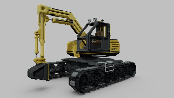 Voxel Machinery #01 -  Excavator MC 3D Model