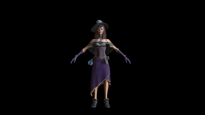 Stylized witch A Pose 3D Model