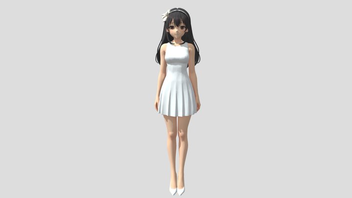 White dress girl 1 3D Model
