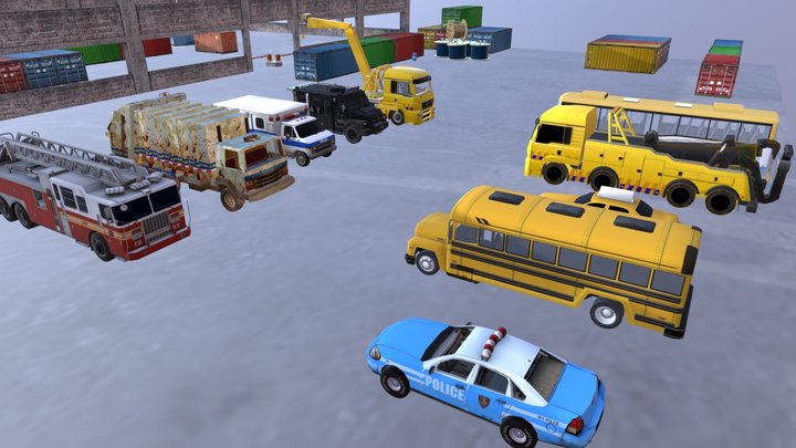 Service Cars 3D Models Mobile Pack 3D Model