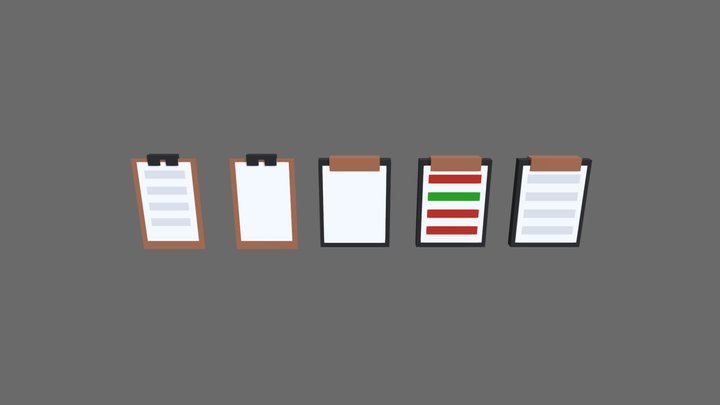 [Low Poly] Clipboards 3D Model