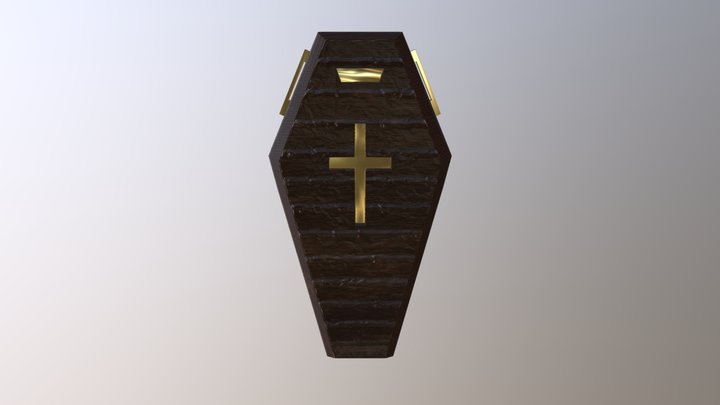Traditional Style Wooden Casket Coffin 3D Model