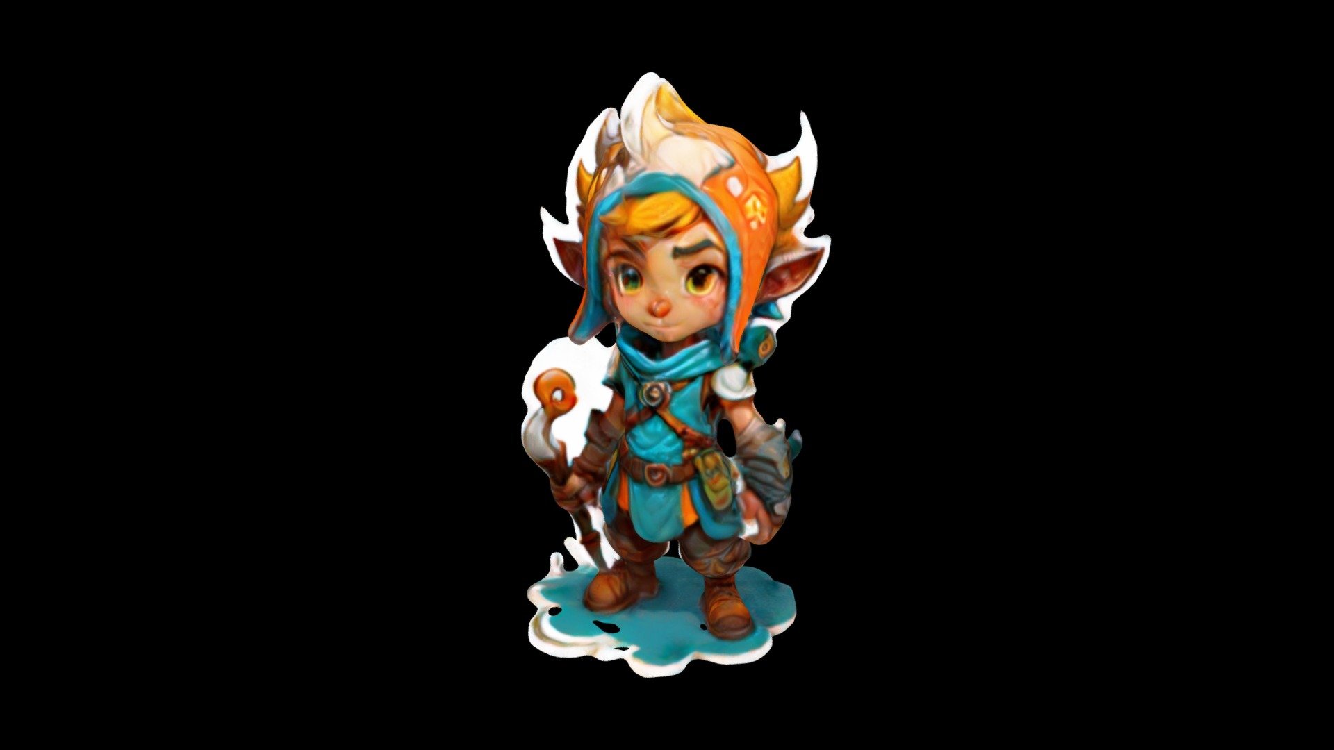 a character dressed in blue and orange robes wit - Download Free 3D ...