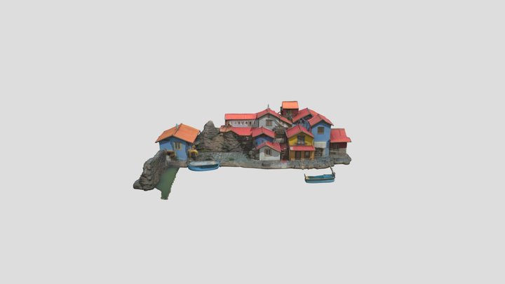 Seaside Cottage Village 3D Model