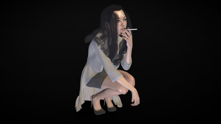 Female smokeing 3D Model