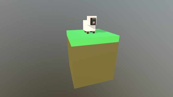 Low Poly Minecraft Sheep 3D Model