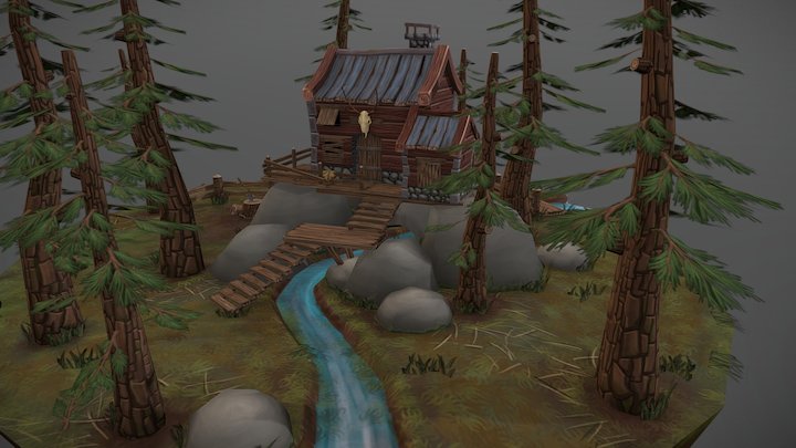 Stylized Hunter's Lodge 3D Model