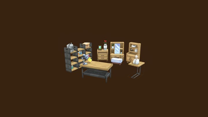 Stool Set 3D Model