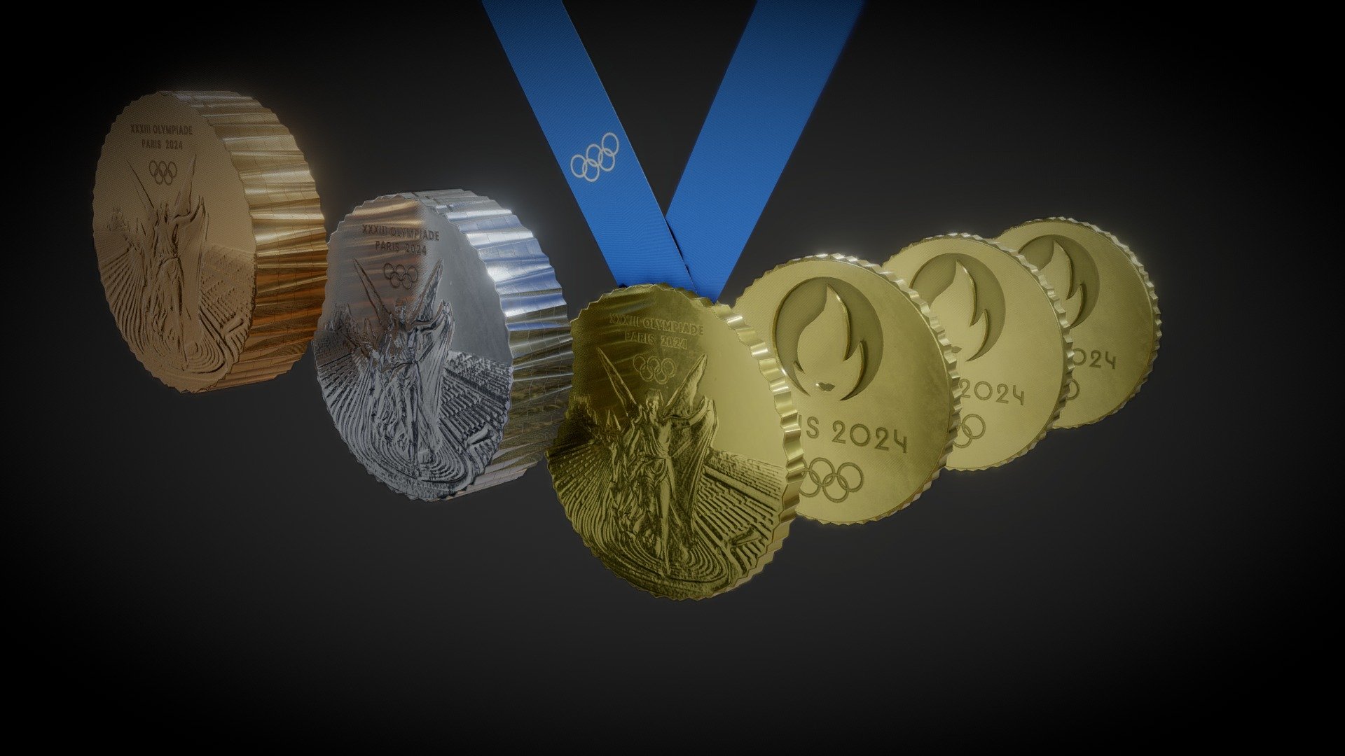Paris 2024 Summer Olympics Medals Buy Royalty Free 3D model by