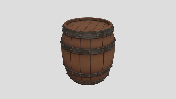 Stylized Medieval Wooden Barrel - Game Ready