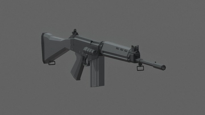 Low poly FN FAL 3D Model