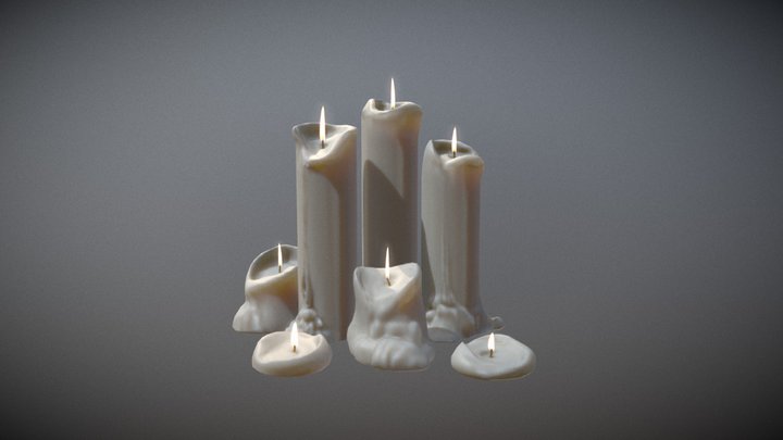 Set of Candles 3D Model