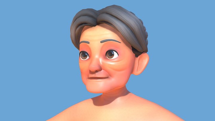 Cartoon Base Mesh Old Female Free 3D model 3D Model