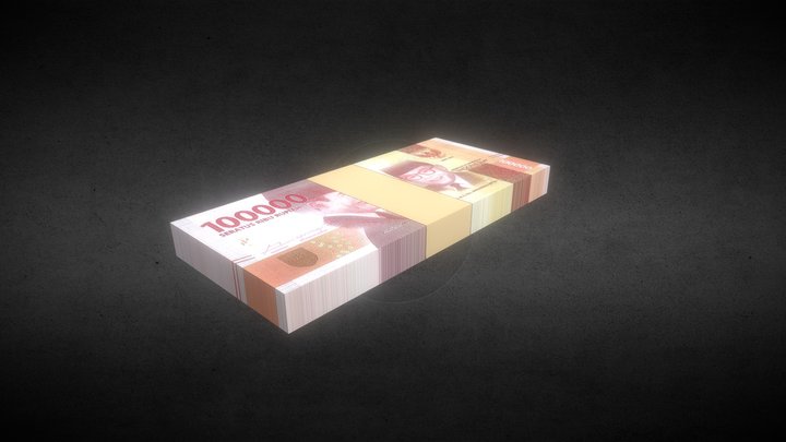 Indonesian Money 100K Rupiah Stacked 3D Model