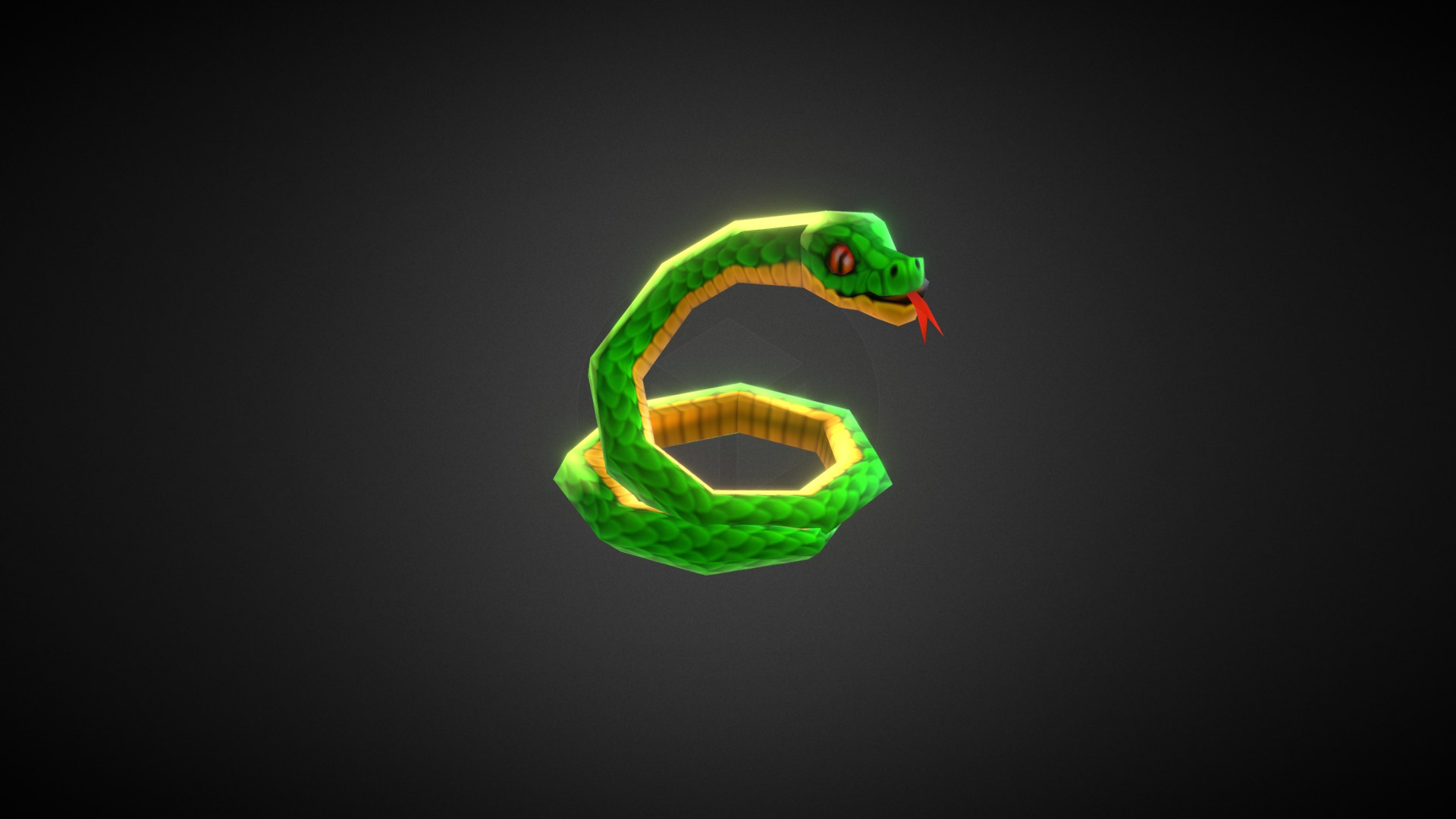 3D model Lowpoly Snake - This is a 3D model of the Lowpoly Snake. The 3D model is about a green bird with a yellow beak.