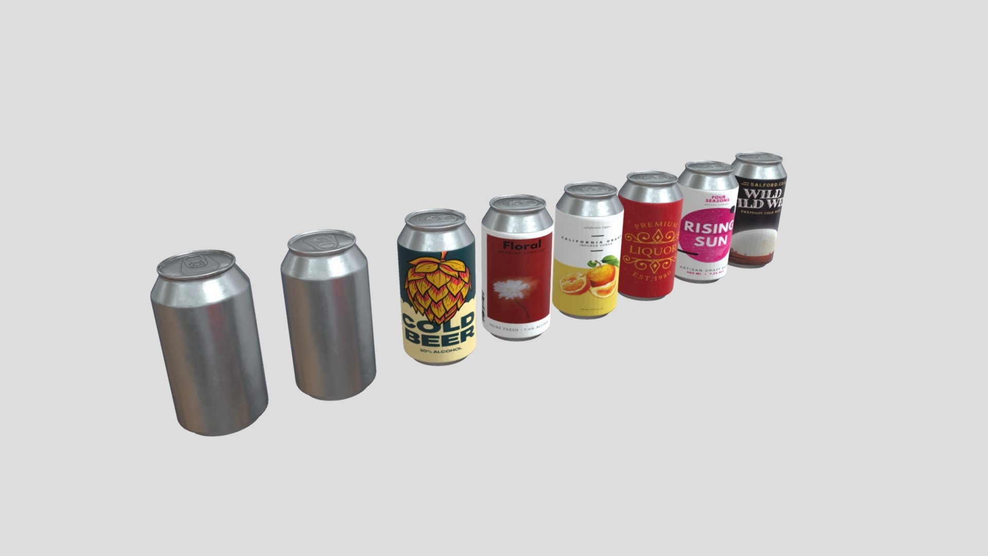 ultimate-beer-can-pack-9-variants-4k-buy-royalty-free-3d-model-by