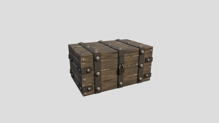 Medieval Wooden Box Chest Rigged Game Asset 3D Model