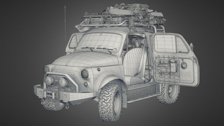 "The Alpinist" Vintage Fiat 500 3D Model