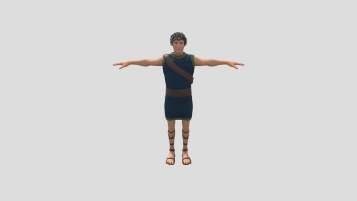 Low-Poly Greek Soldier Character Model 3D Model
