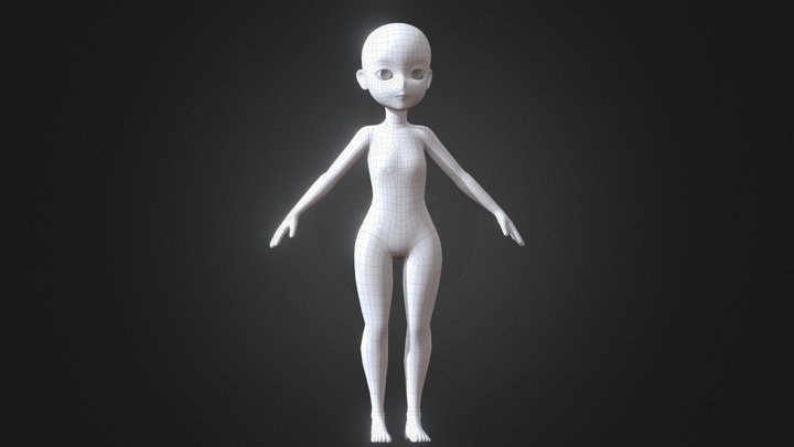 Anime Stylize base model Low-poly 3D model 04 3D Model