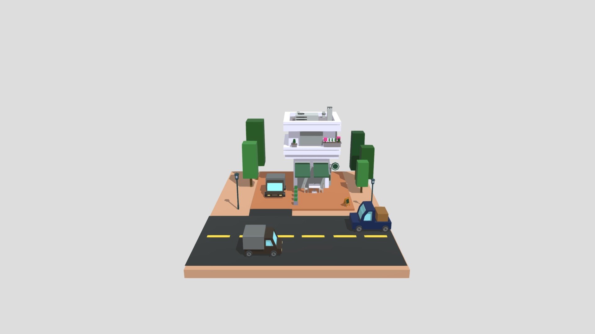 Low Poly Coffee Shop — Sketchfab embed 3D viewer