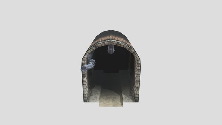Low Poly Sewer Tunnel End 3D Model
