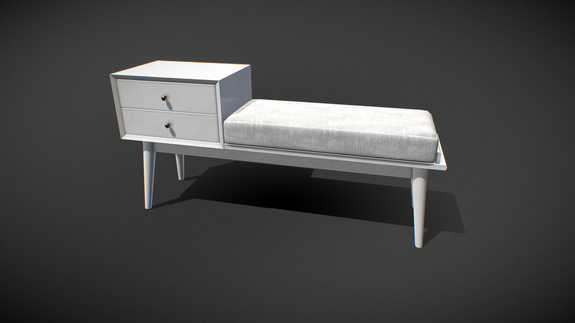 3D model Landon Entryway Bench v01 - This is a 3D model of the Landon Entryway Bench v01. The 3D model is about a white bed with a white pillow.