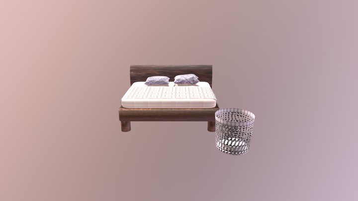 Pillow and Trash can 3D Model