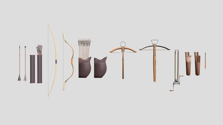 Medieval Bows and Crossbows 3D Model