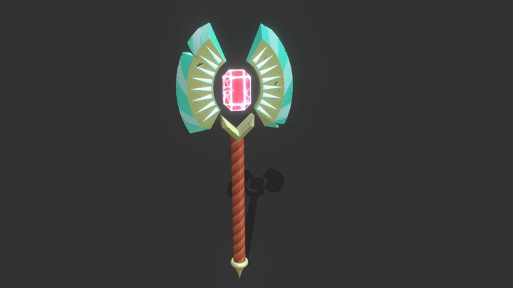 crystal stylized handpainted axe 3D Model