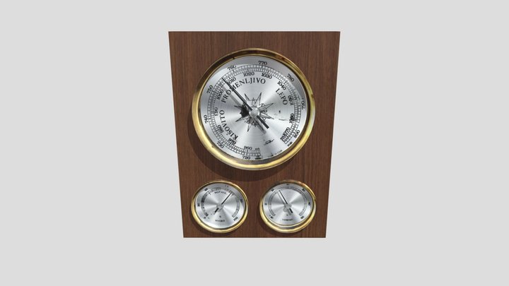 Gischard German Wooden Wall Barometer 3D Model