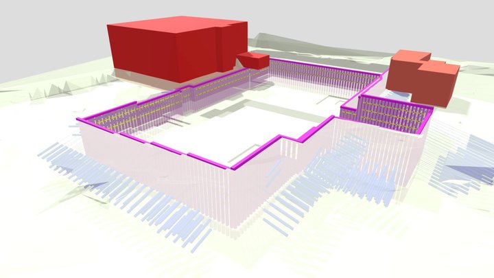 Open pit sheet pile wall 3D Model