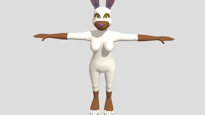 Anthro Rabbit Character 3D Model