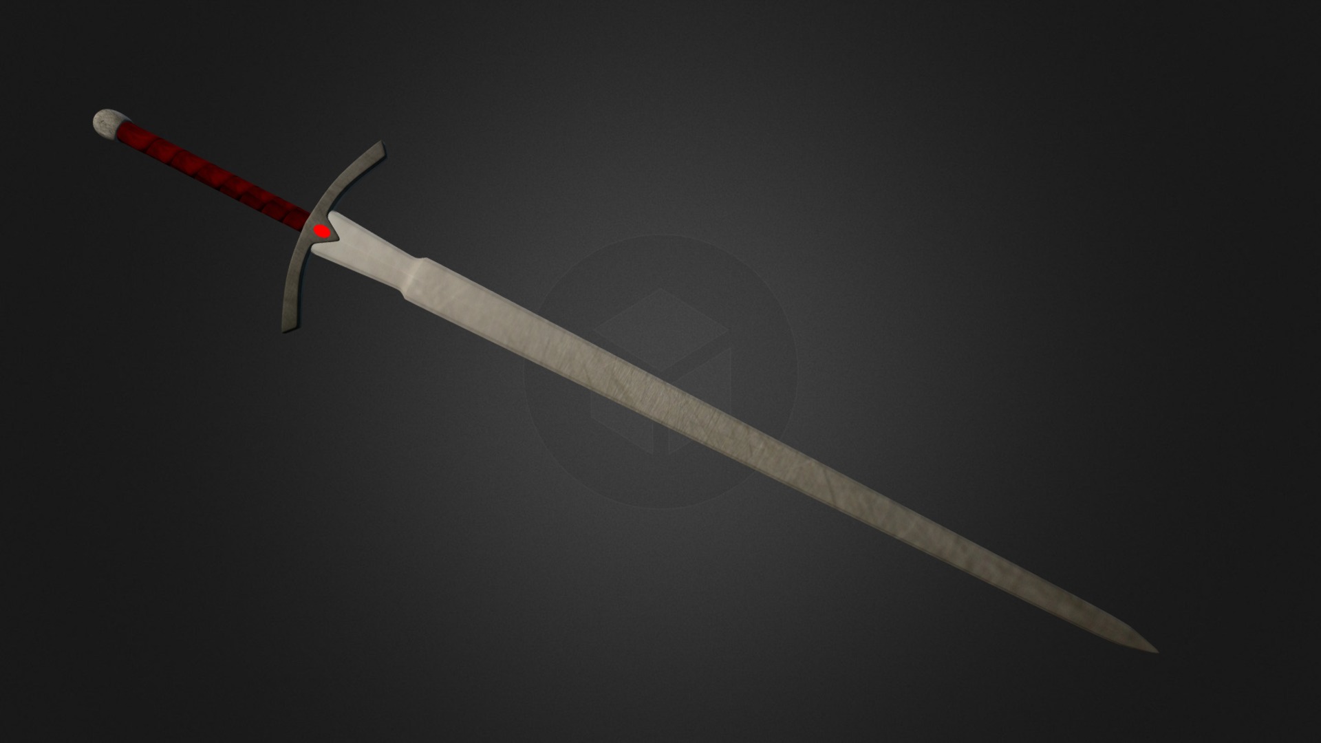 3D model Steel Sword - This is a 3D model of the Steel Sword. The 3D model is about a sword with a red handle.