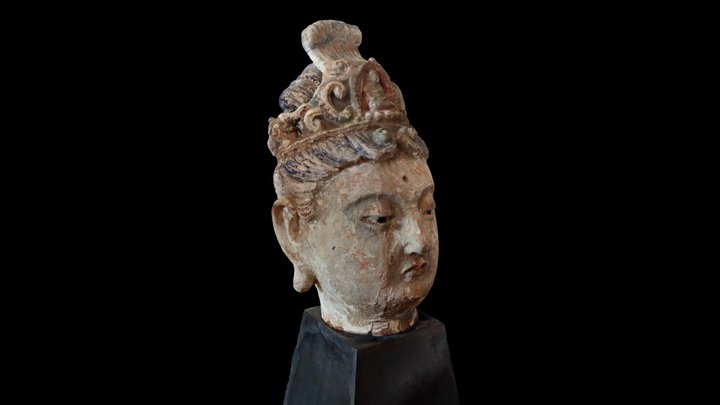 Antique terracota Chinese Statue head scan 3D Model