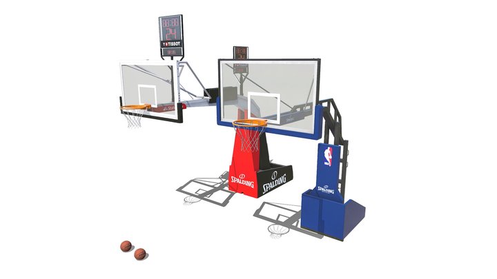 Basketball Hoop & Basketballs 3D Model