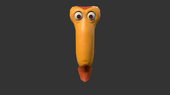 Low Poly Alien Head 3D Model