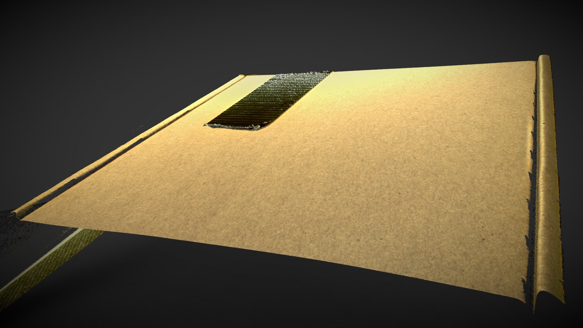 Cardboard box with black tape