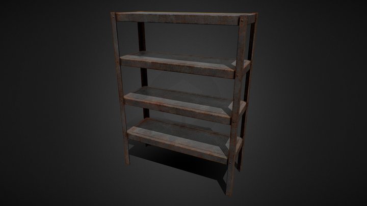 Rusted metal shelf 3D Model
