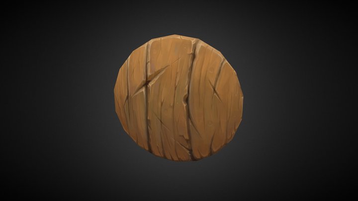 Stylized Wooden Shield 3D Model