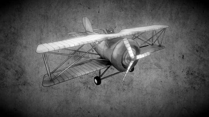 Cartoon Airplane2 - Noir style 3D Model