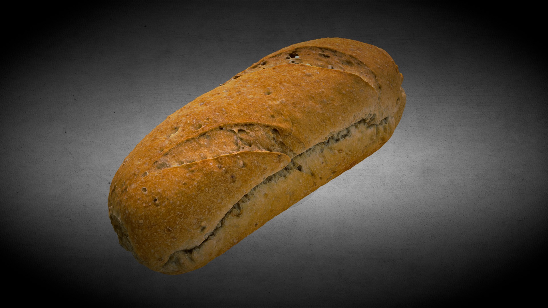 3D model 3d Food models/Bread_01 - This is a 3D model of the 3d Food models/Bread_01. The 3D model is about a potato on a black surface.