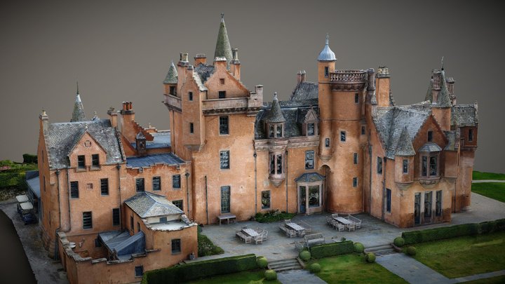 Aldourie Castle Scotland 3D model from drone 3D Model