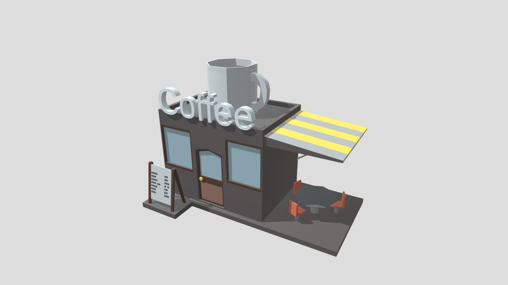 Low poly coffee shop - mm