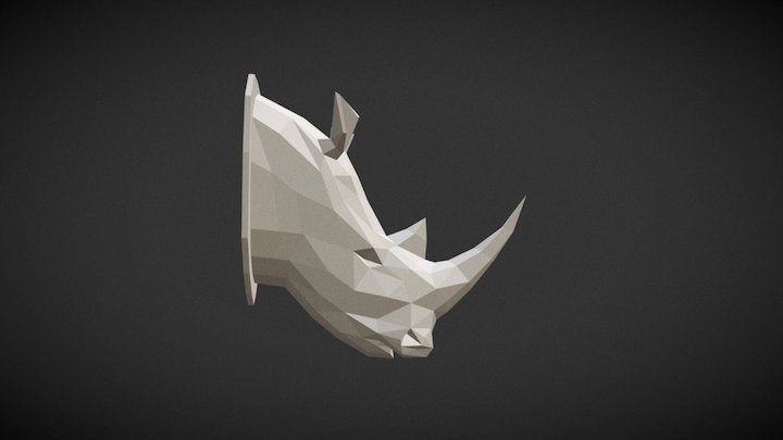 Rhinoceros Head  Lowpoly 3D Model